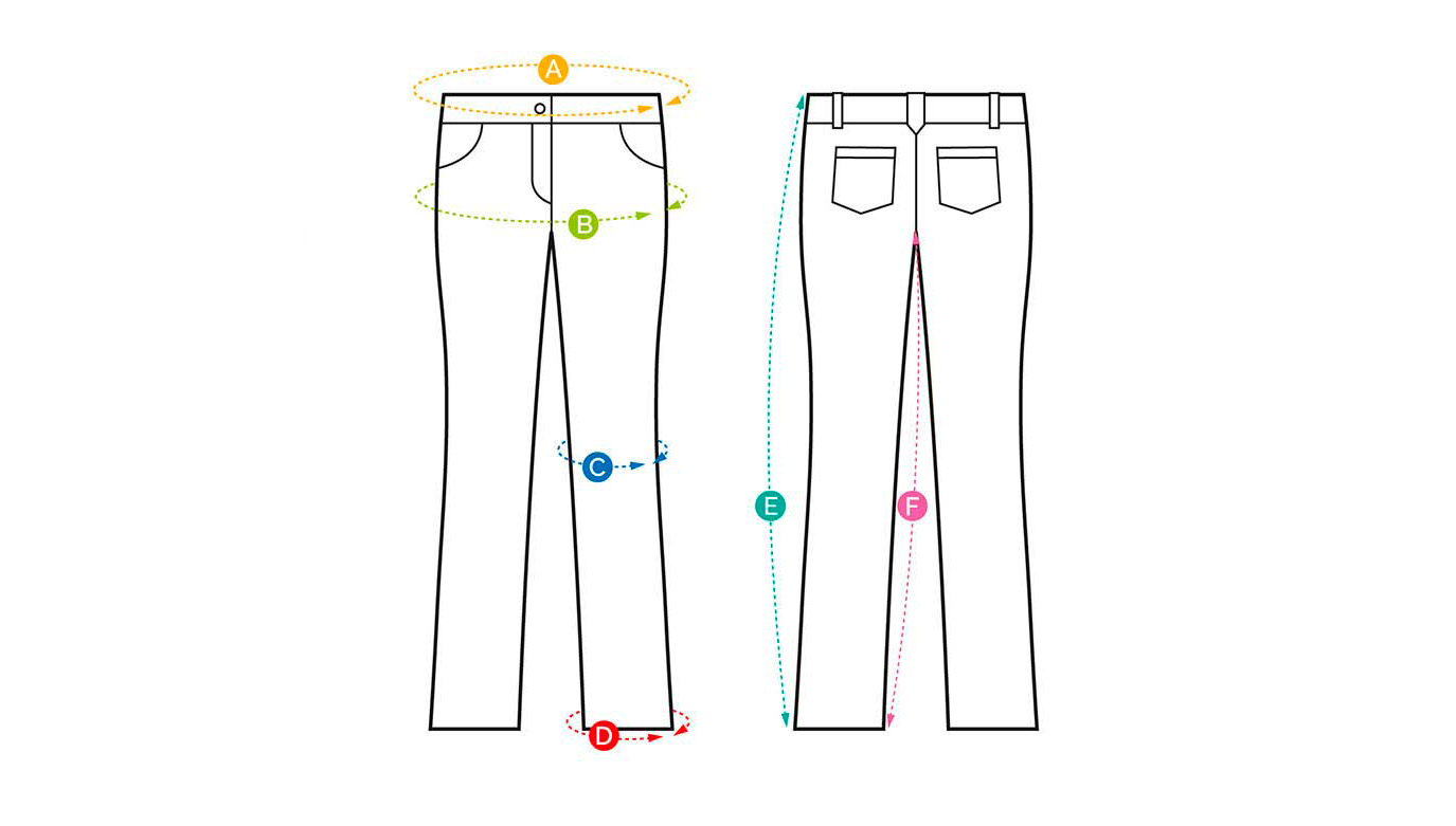 Pantalones de mujer GERMENS con cintura estrecha: esquema de la tabla de tallas