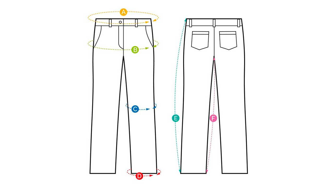GERMENS Pantalones de hombre: esquema de la tabla de tallas