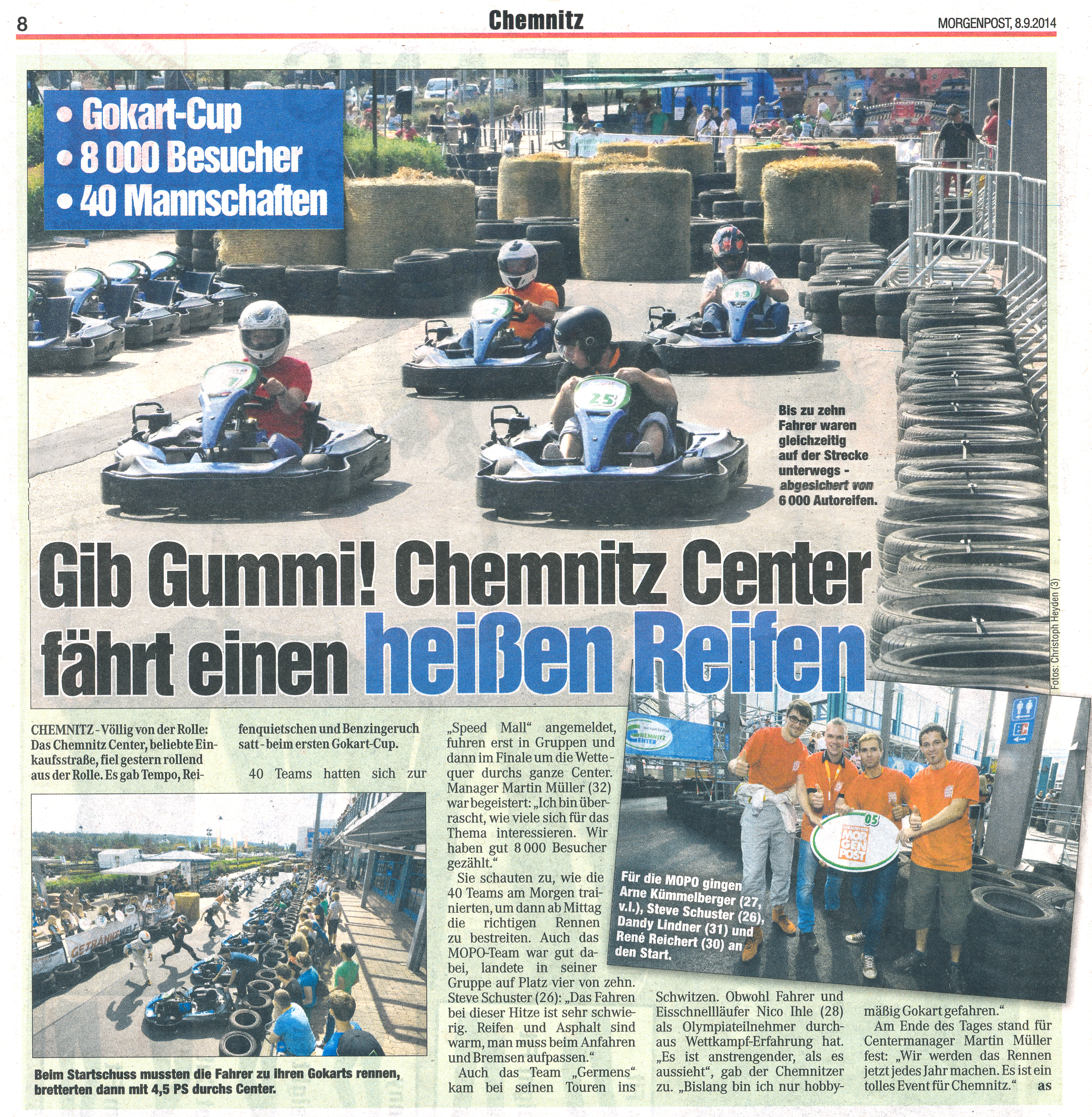 Morgenpost Chemnitz berichtet über ein GO Kart Rennen mit dem Team GERMENS und Nico Ihle  - 08. September 2014
