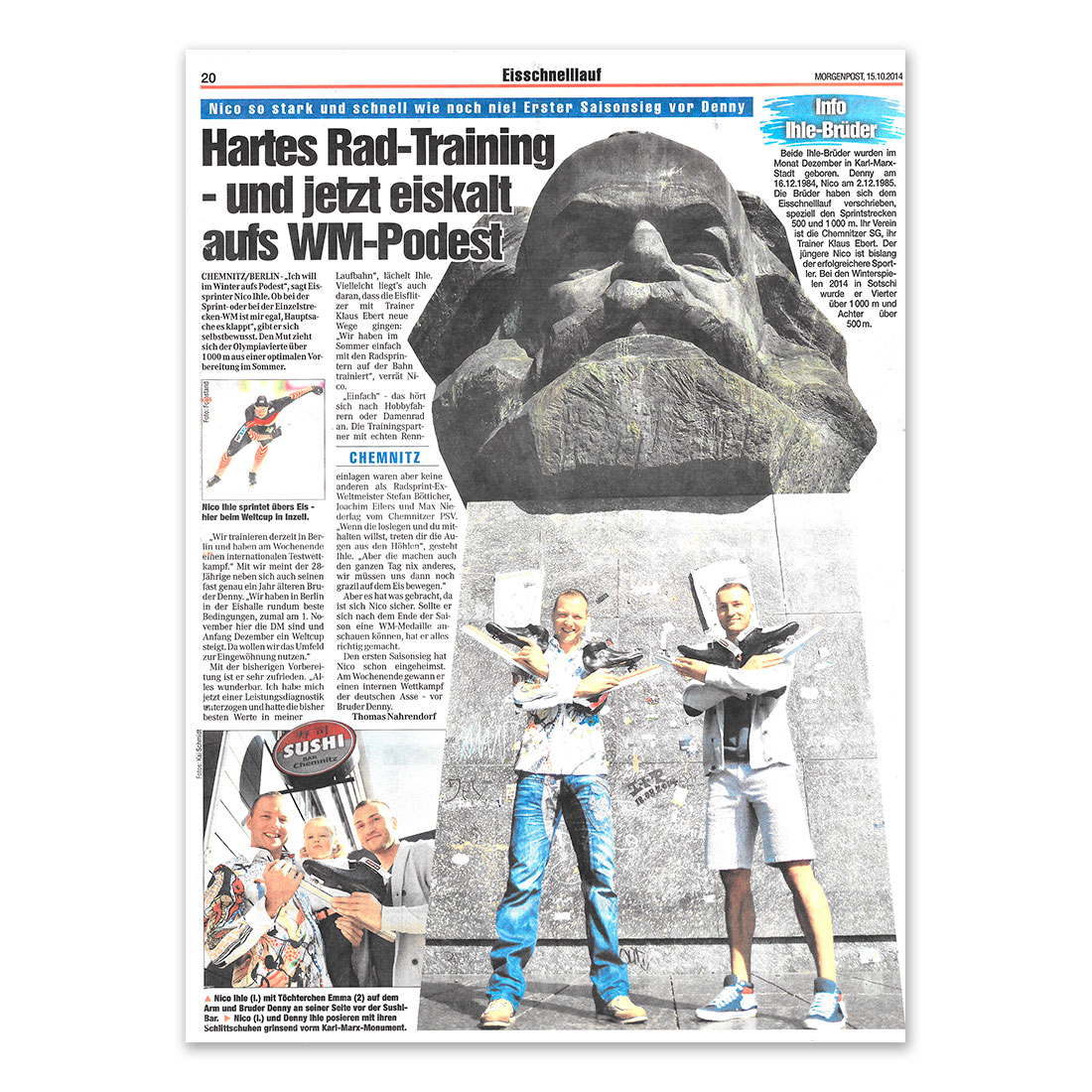 Morgenpost Chemnitz berichtet über Eisschnellläufer Nico Ihle  - 15. Oktober 2014