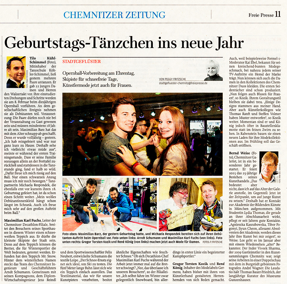 El periódico «Freie Presse Chemnitz» informa sobre GERMENS - 5 de enero de 2015