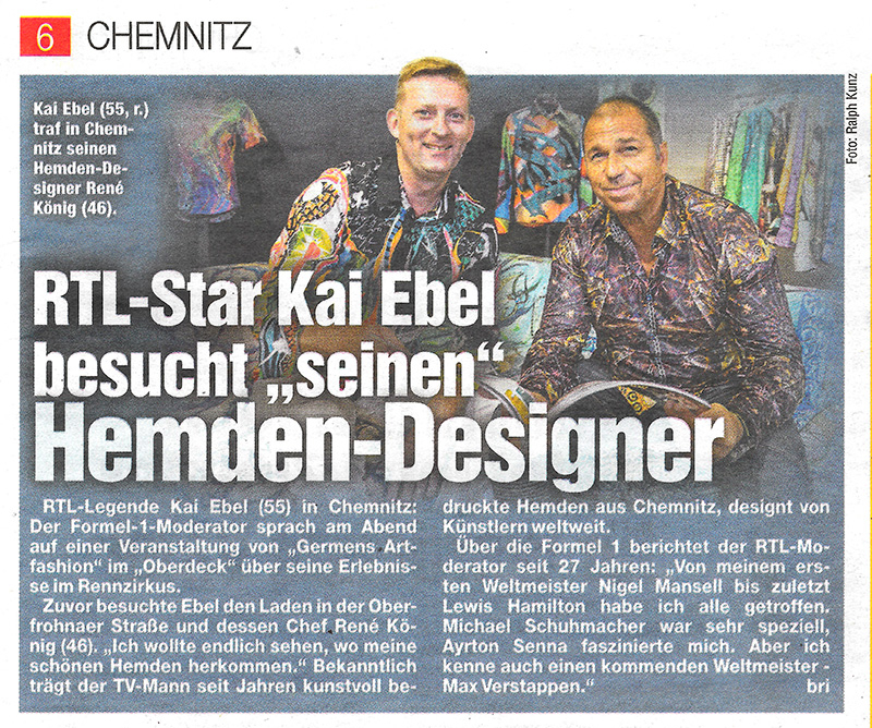 Morgenpost Chemnitz berichtet über Kai Ebels Besuch in Chemnitz - 14.09.2019 