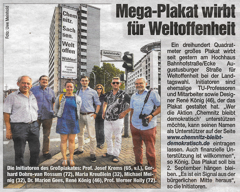 Morgenpost Chemnitz berichtet über politisches Megaplakat - 28.8.2019