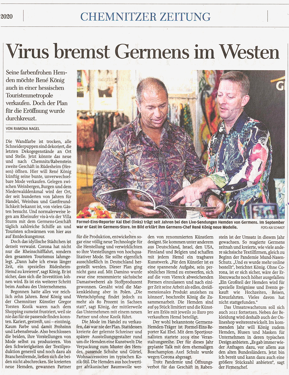 Freie Presse, 23. Dezember 2020, Virus bremst GERMENS im Westen