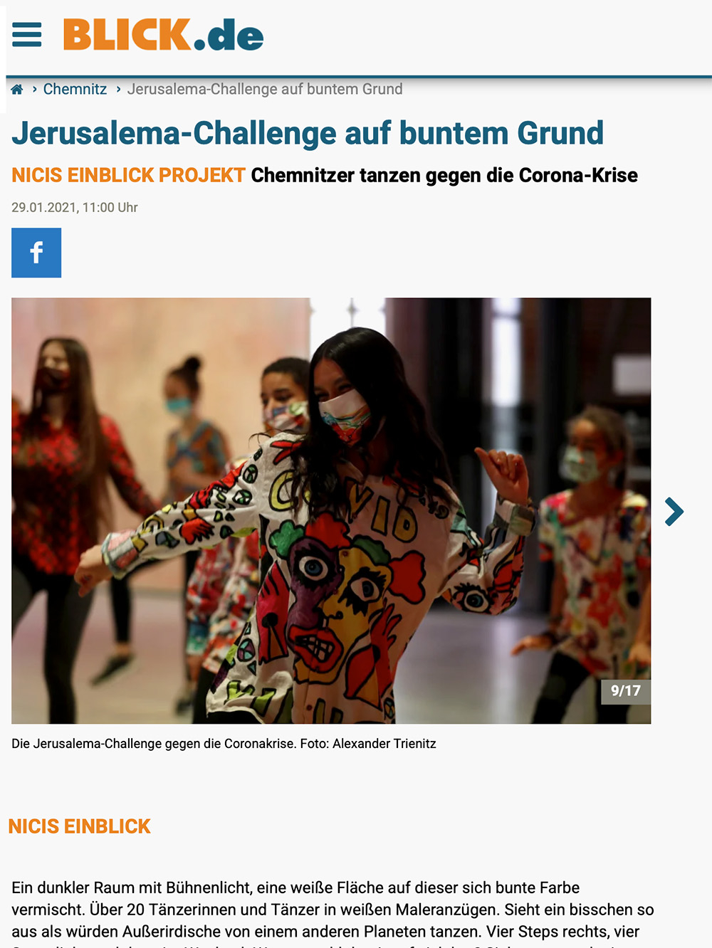 BLICK Chemnitz, 29. Januar 2020,  Jerusalema-Challenge auf buntem Grund