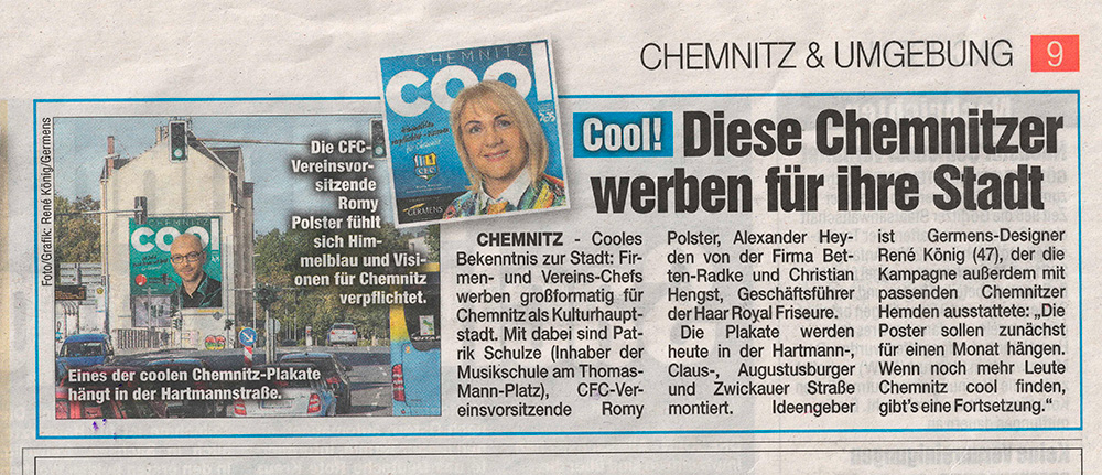Morgenpost Chemnitz, 8. März 2021, Cool! Diese Chemnitzer werben für ihre Stadt