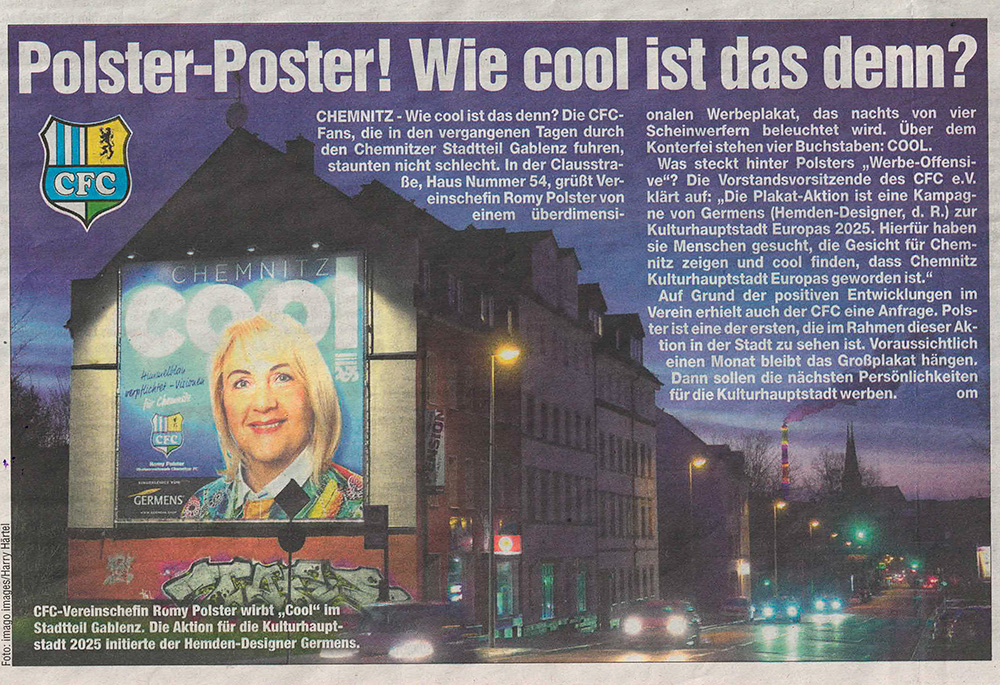 Morgenpost Chemnitz, 15. April 2021, Polster-Poster! Wie cool ist das denn? 