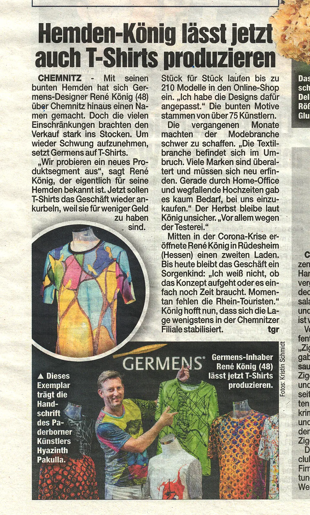 Morgenpost Chemnitz, 2022, Hemden-König lässt jetzt auch T-Shirts produzieren
