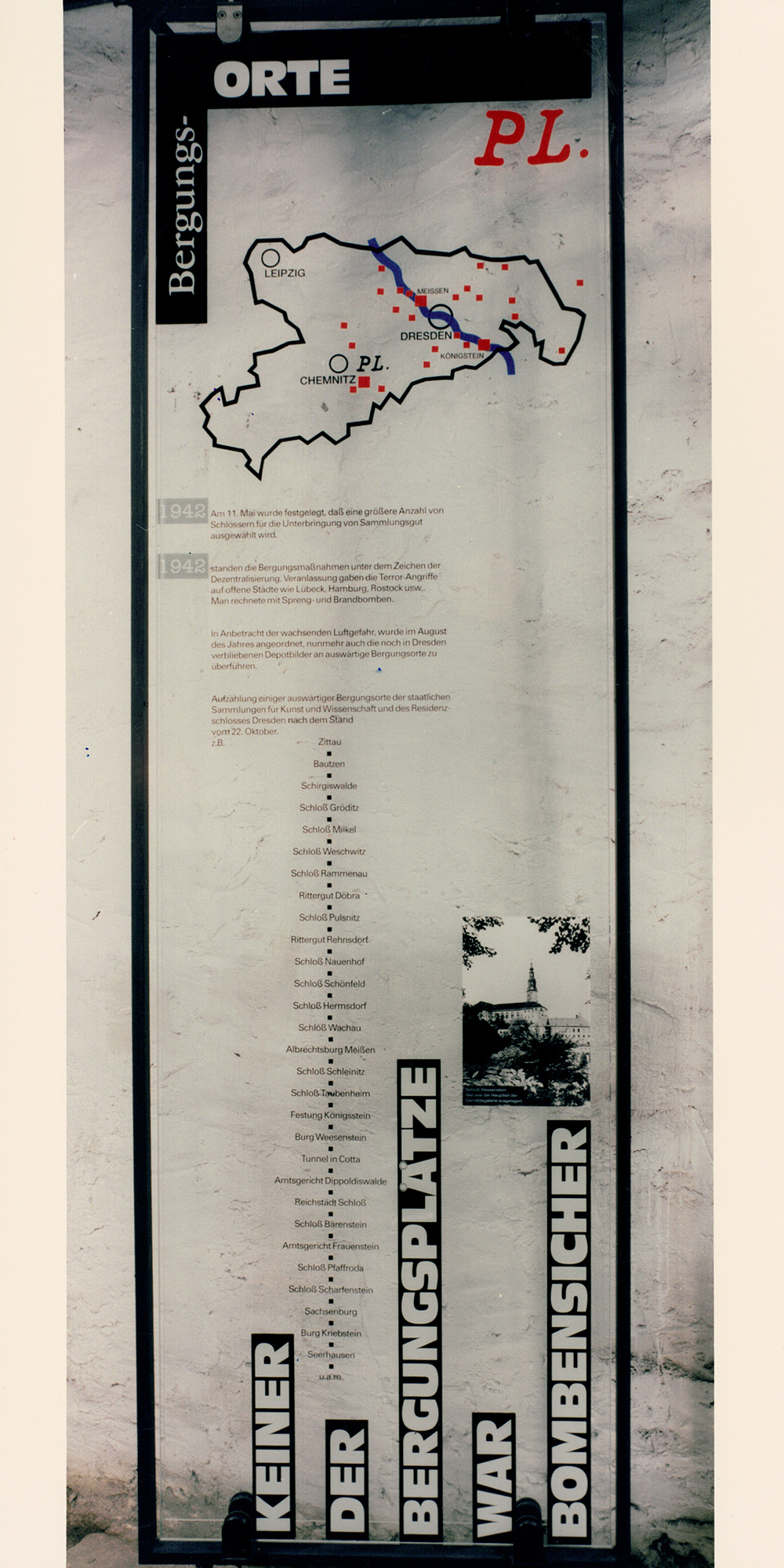Schautafel in der Ausstellung zur Gemäldeeinlagerung der Nazis im Zweiten Weltkrieg im Museum Kalkwerk Lengefeld im Erzgebirge