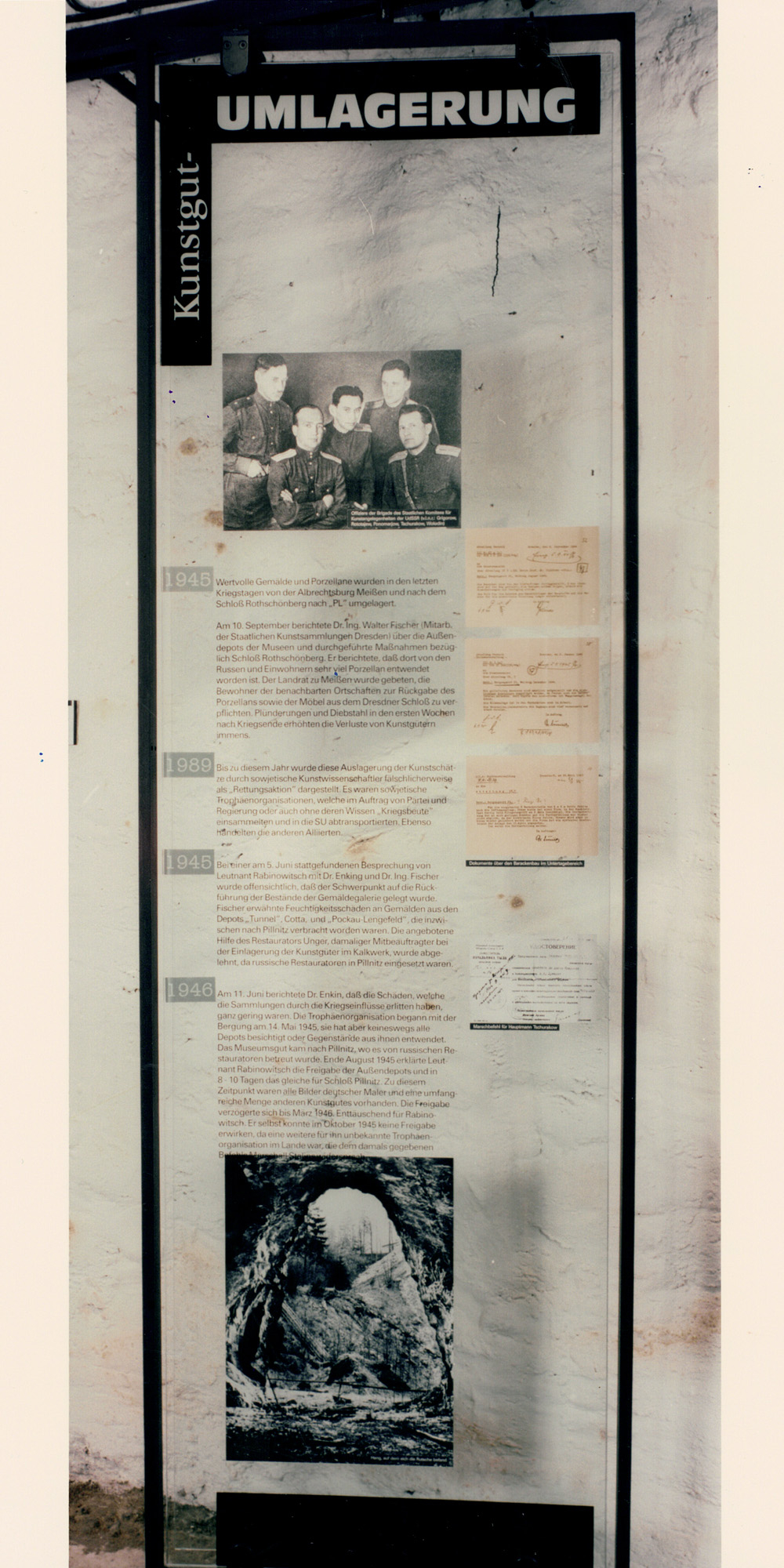 Schautafel in der Ausstellung zur Gemäldeeinlagerung der Nazis im Zweiten Weltkrieg im Museum Kalkwerk Lengefeld im Erzgebirge