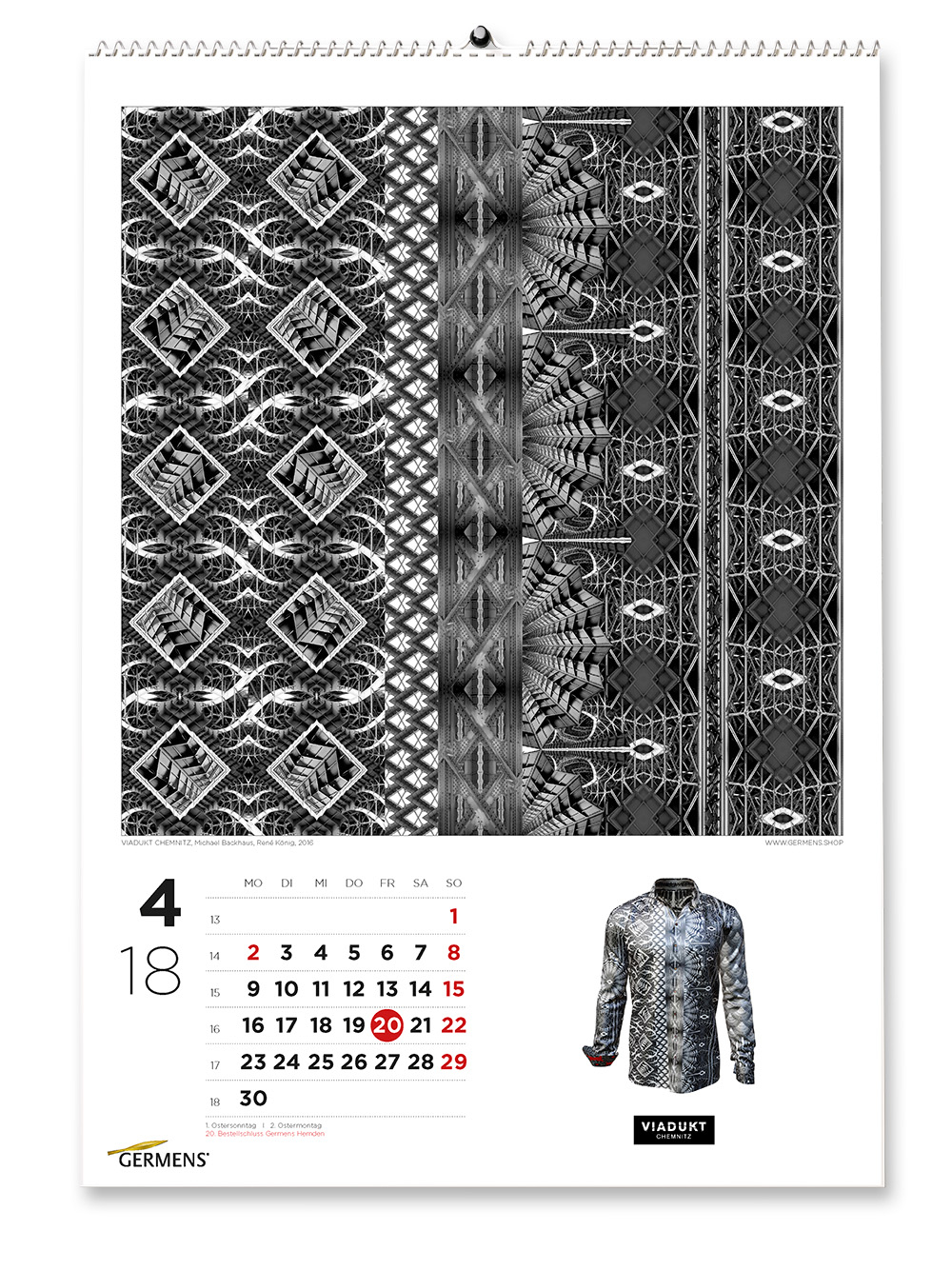 Calendario artístico de GERMENS - Abril de 2018 - Camiseta de manga larga VIADUKT CHEMNITZ
