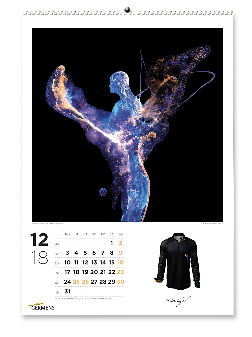 Calendario artístico de GERMENS - Diciembre de 2018 - Camiseta de manga larga WELTENENGEL