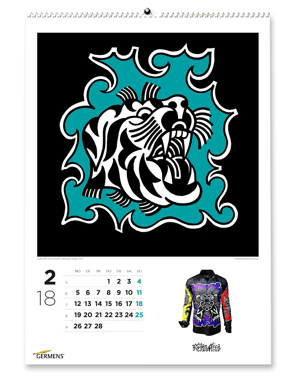 Calendario artístico de GERMENS - Abril de 2018 - Camiseta de manga larga «NO TENGAS MIEDO»