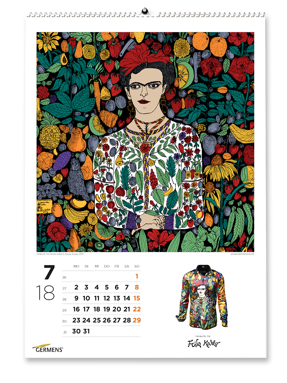 Calendario artístico de GERMENS - Julio de 2018 - Camiseta de manga larga BLUMEN MEXICOS
