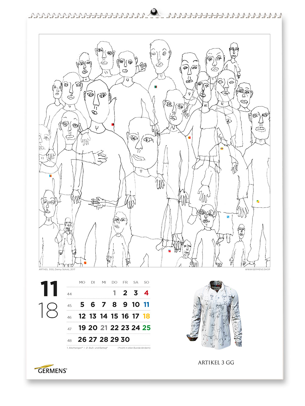 Calendario artístico de GERMENS - Noviembre de 2018 - Camiseta de manga larga ARTÍCULO 3GG