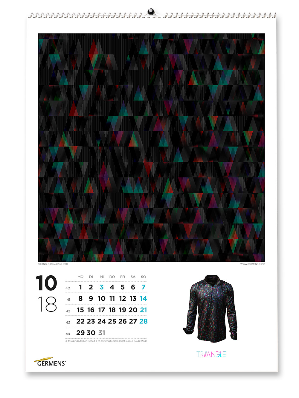 Calendario artístico de GERMENS - Octubre de 2018 - Camiseta de manga larga TRIANGLE
