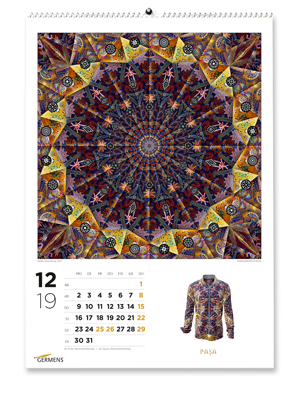 Calendario artístico de GERMENS - Diciembre de 2019 - Camiseta de manga larga PASA