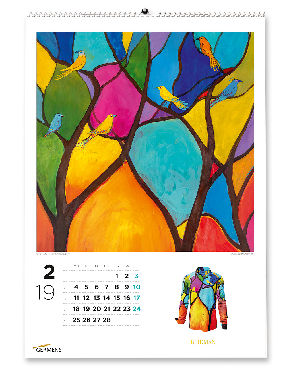 Calendario artístico de GERMENS - Febrero de 2019 - Camiseta de manga larga BIRDMAN