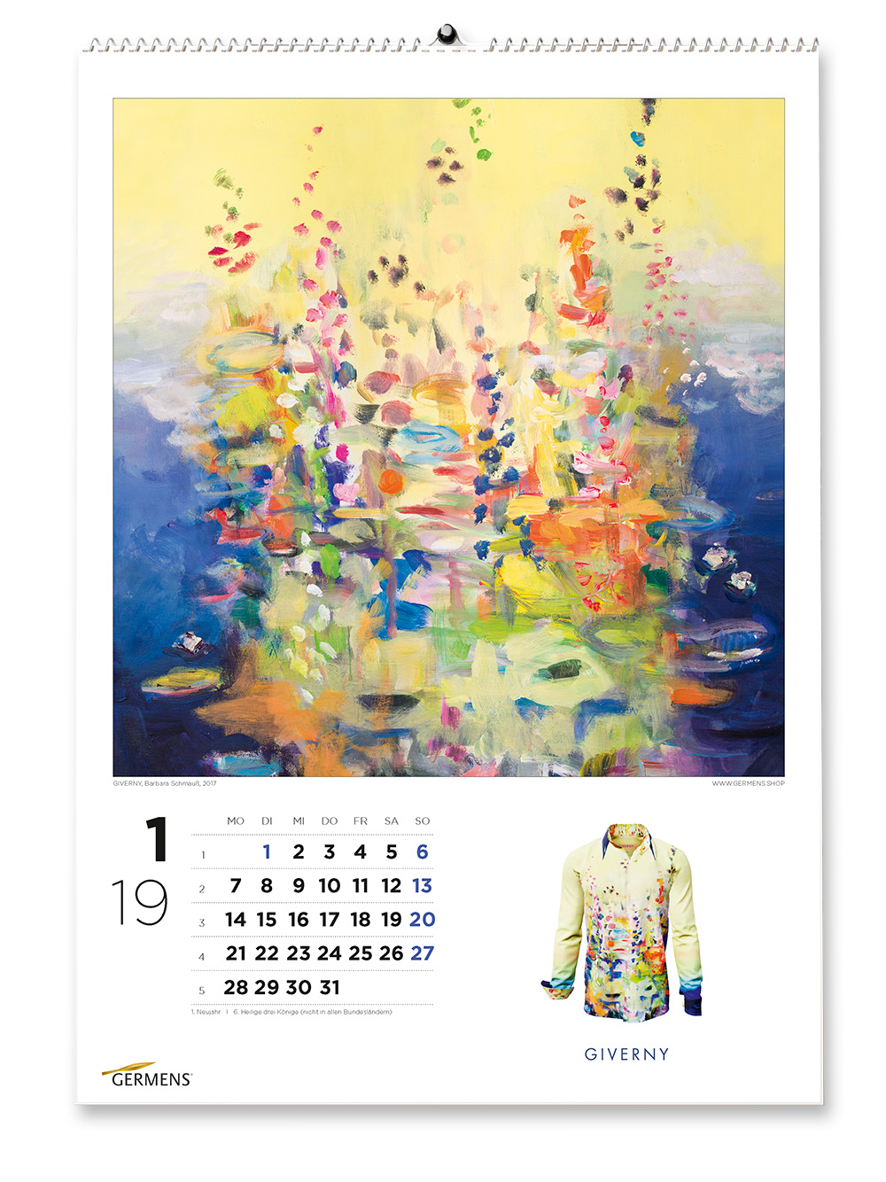 Calendario artístico de GERMENS - Enero de 2019 - Camiseta de manga larga GIVERNY