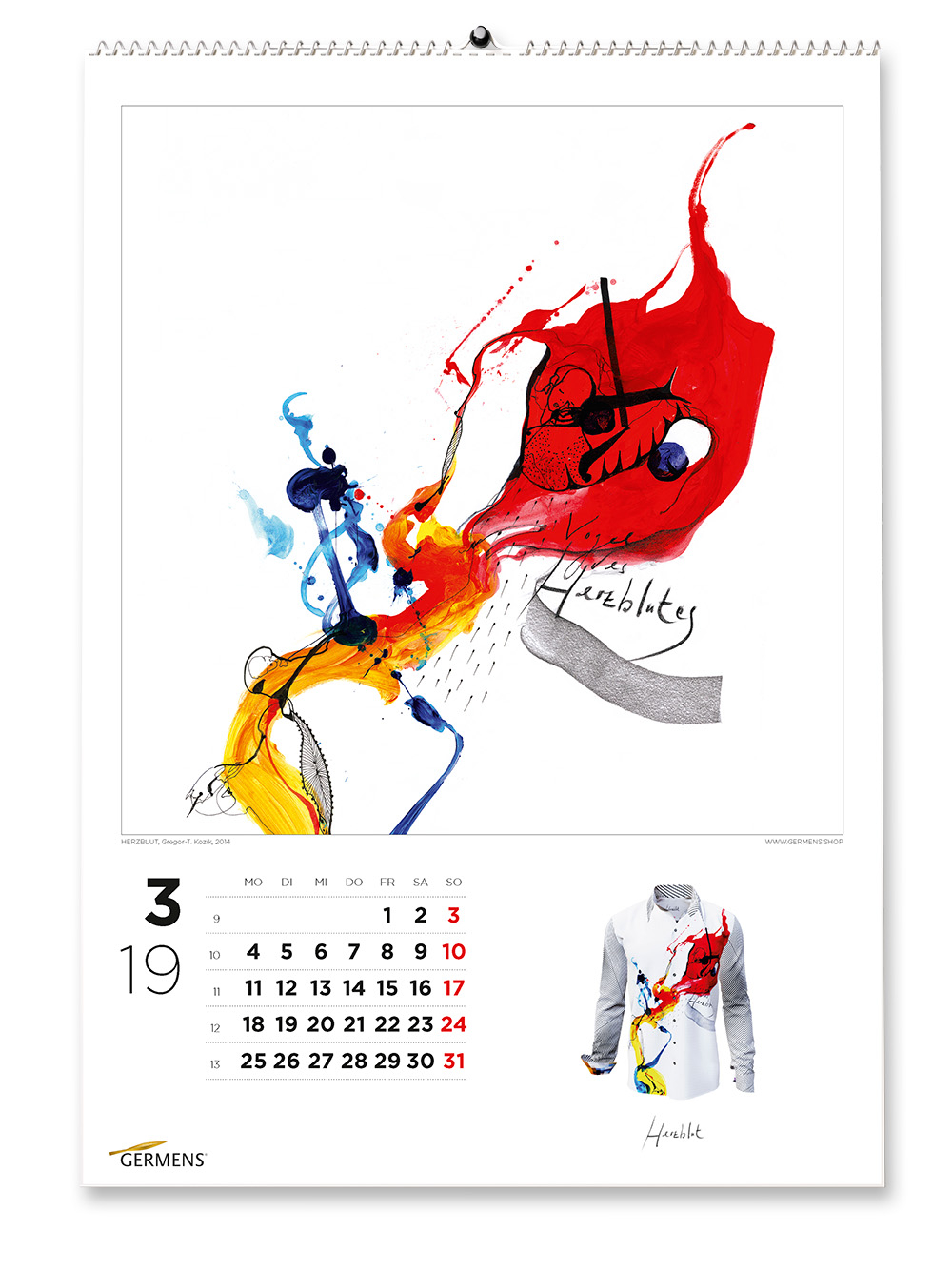 Calendario artístico de GERMENS - Marzo de 2019 - Camiseta de manga larga HERZBLUT