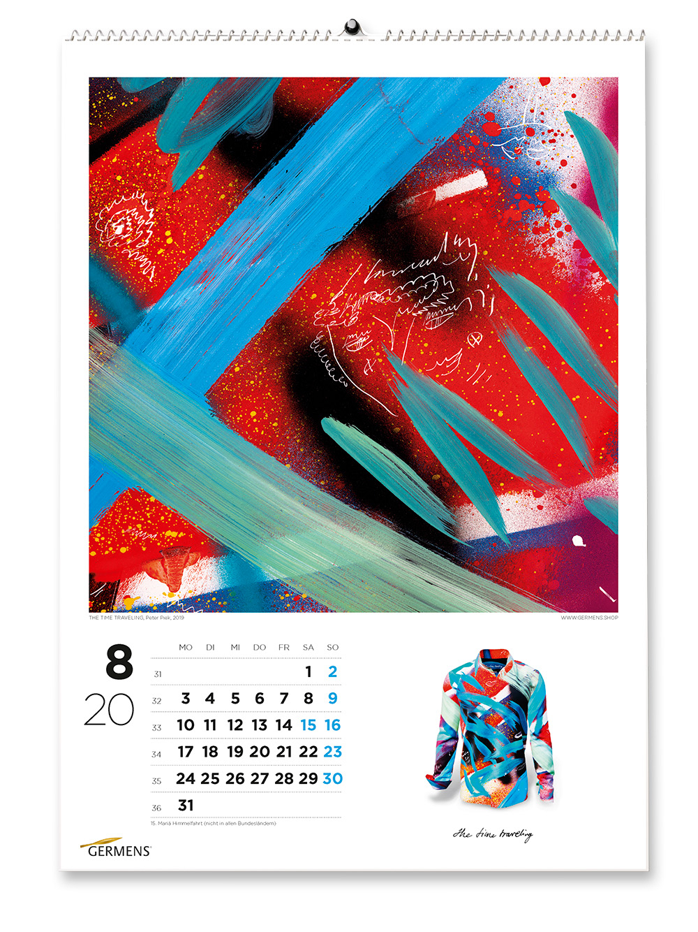 Calendario artístico de GERMENS - Agosto de 2020 - Camiseta de manga larga THE TIME TRAVELING