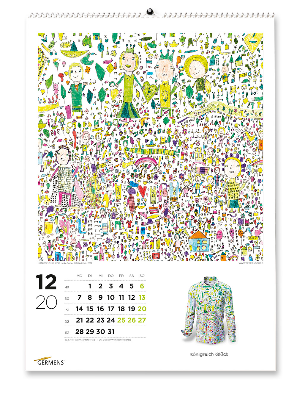 Calendario artístico de GERMENS - Diciembre de 2020 - Camiseta de manga larga «KÖNIGREICH GLÜCK»