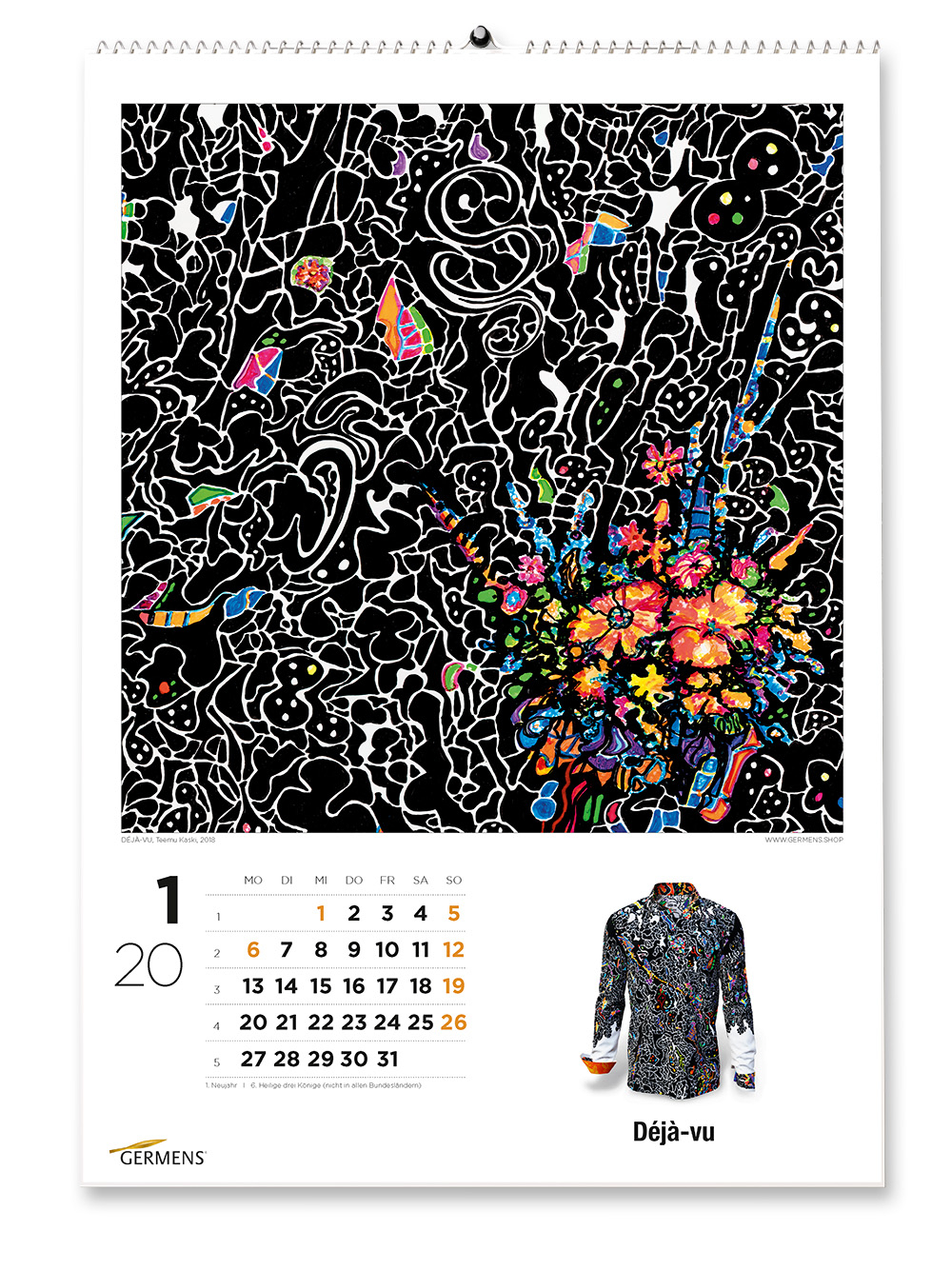 Calendario artístico de GERMENS - Enero de 2020 - Camiseta de manga larga DÉJÀ-VU