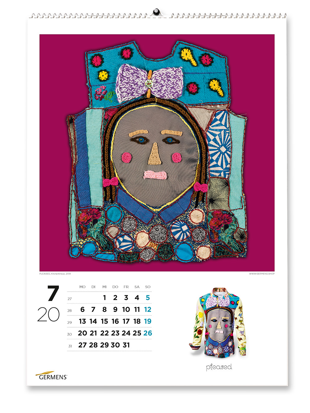 Calendario artístico de GERMENS - Julio de 2020 - Camiseta de manga larga PLEASED