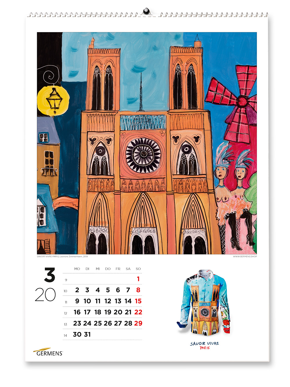Calendario de moda de GERMENS - Marzo de 2020 - Camiseta de manga larga SAVOIR VIVRE PARIS