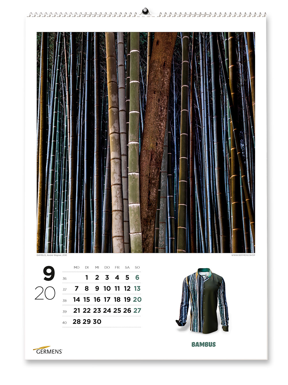 Calendario artístico de GERMENS - Septiembre de 2020 - Camiseta de manga larga de BAMBÚ