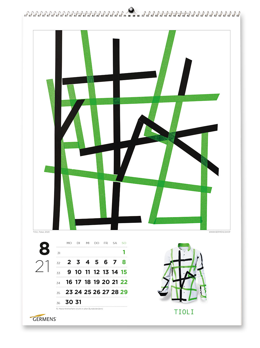 Calendario artístico de GERMENS - Agosto de 2021 - Camiseta de manga larga TIOLI