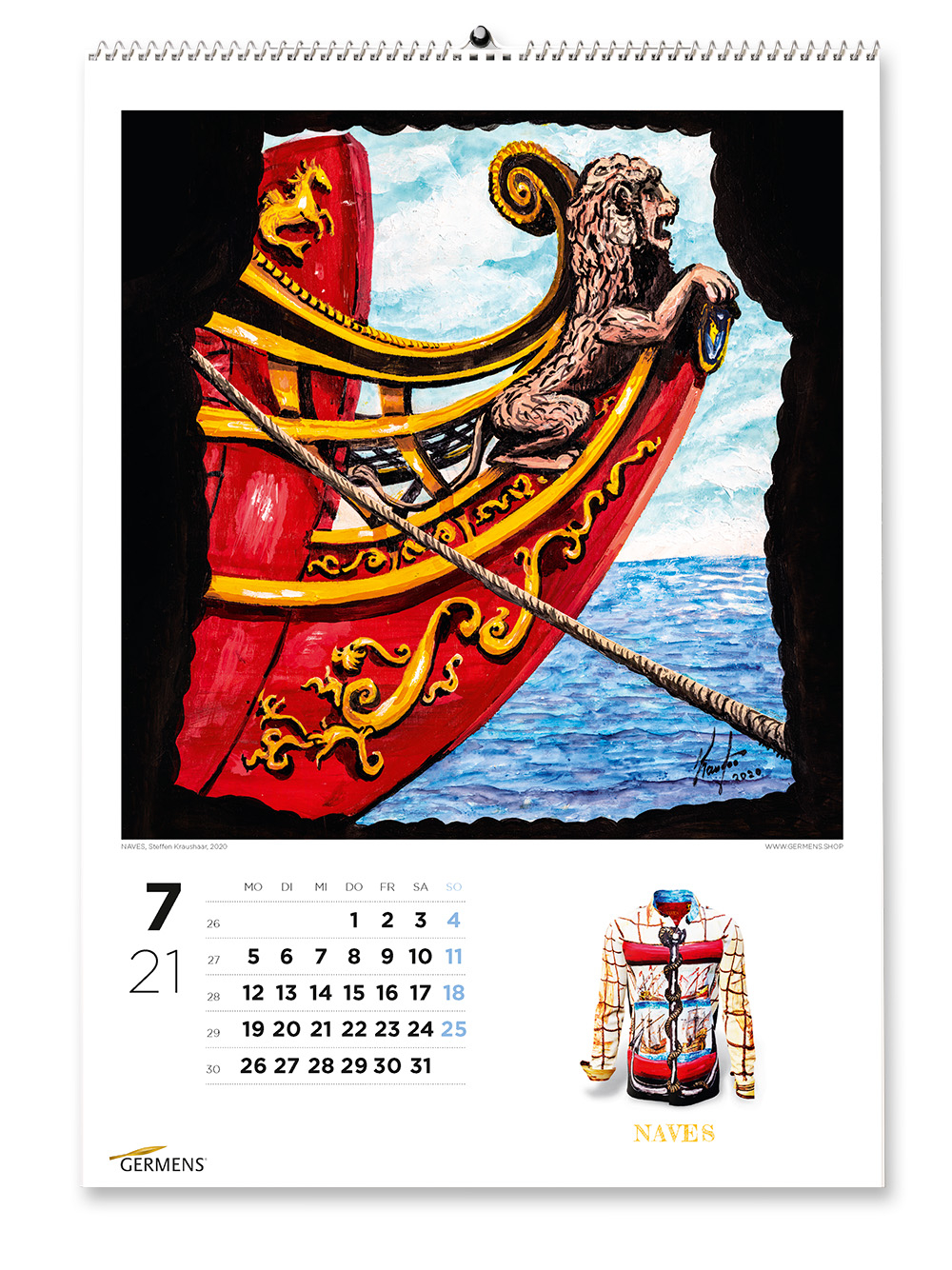 Calendario artístico de GERMENS - Julio de 2021 - Camiseta de manga larga NAVES