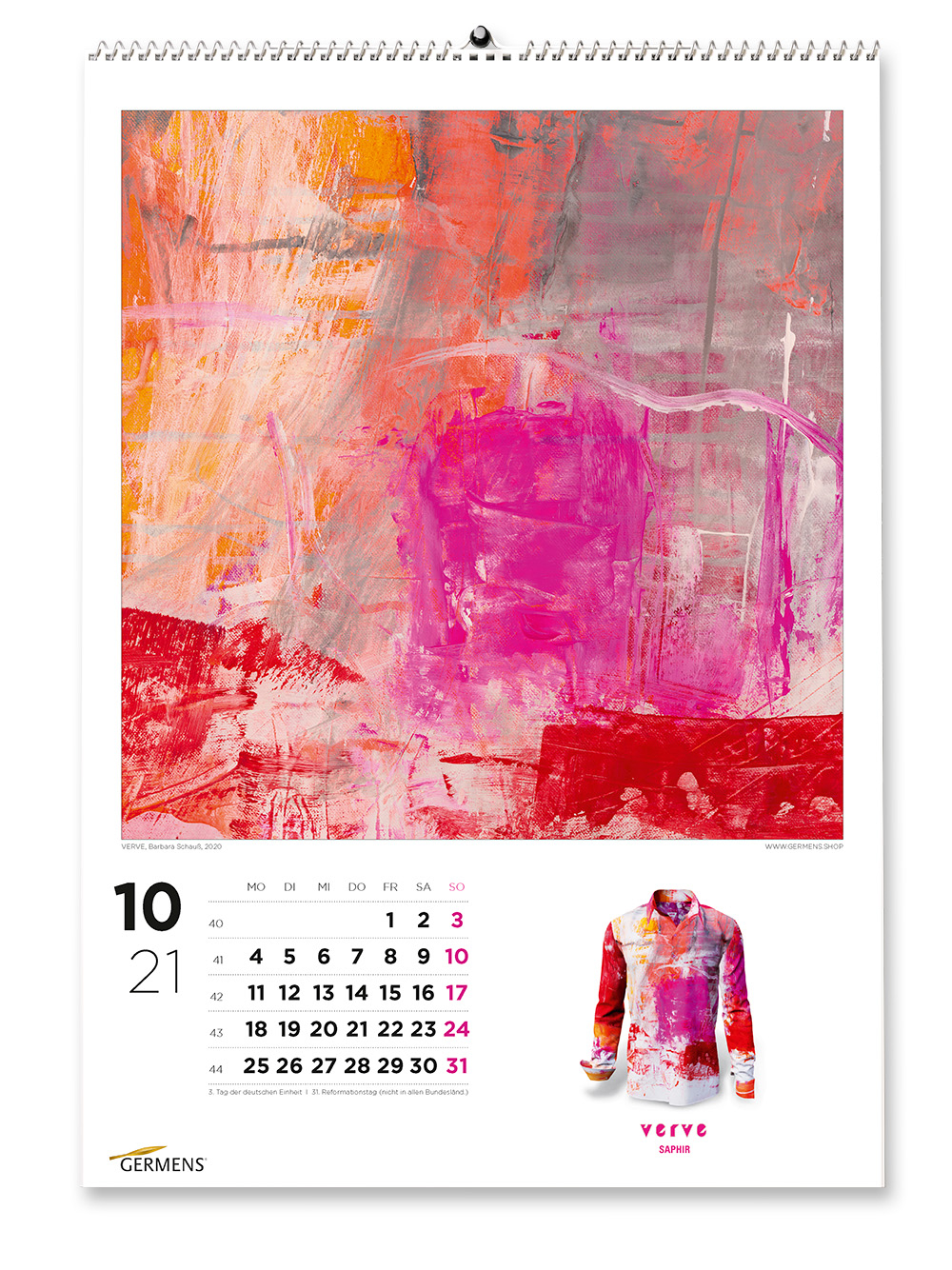 Calendario artístico de GERMENS - Octubre de 2021 - Camiseta de manga larga VERVE SAPHIR