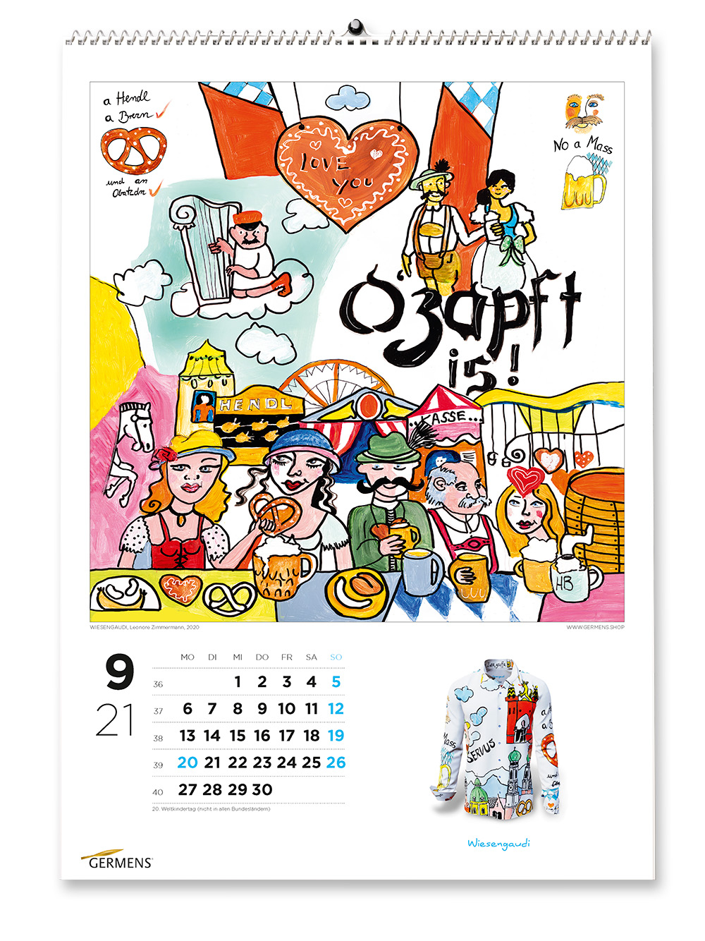 Calendario artístico de GERMENS - Septiembre de 2021 - Camiseta de manga larga WIESNGAUDI