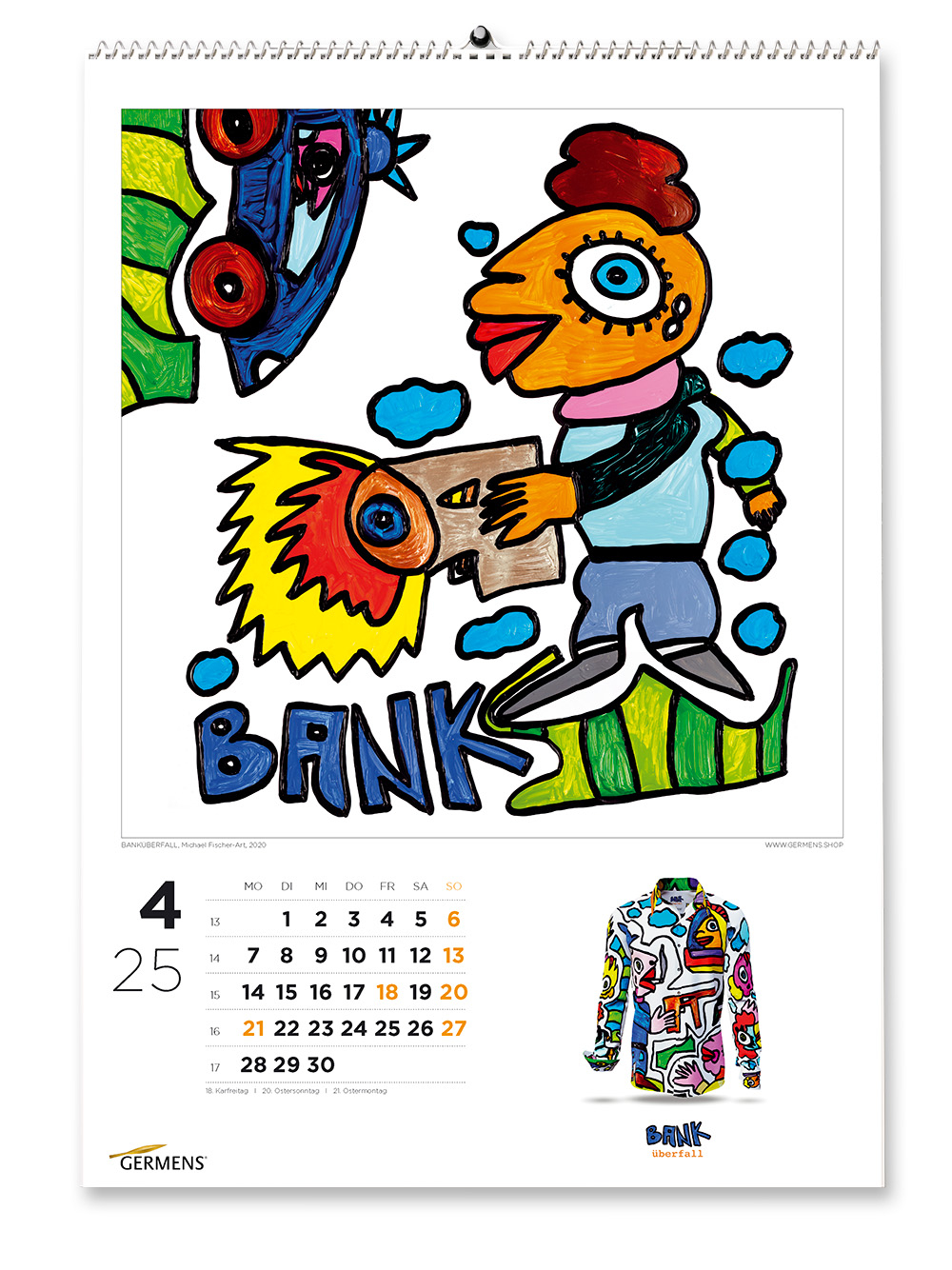 Calendario artístico de GERMENS - Abril de 2025 - Camiseta de manga larga «BANKÜBERFALL»