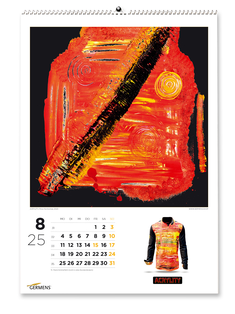 Calendario artístico de GERMENS - Agosto de 2021 - Camiseta de manga larga ACRYLITY