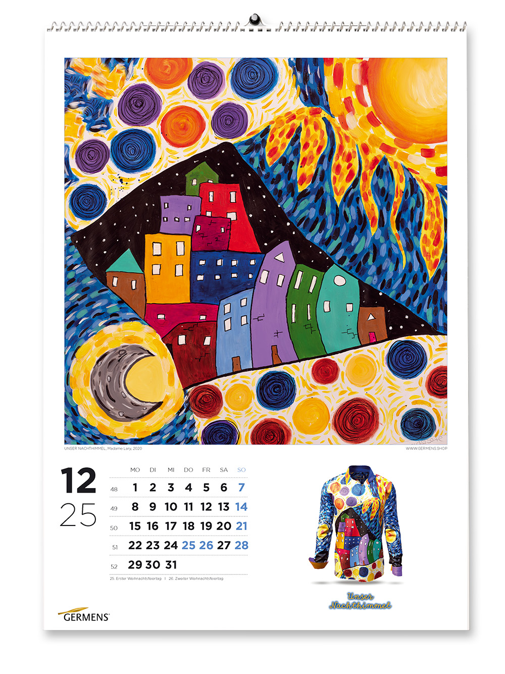 Calendario artístico de GERMENS - Diciembre de 2025 - Camiseta de manga larga «NUESTRO CIELO NOCTURNO»
