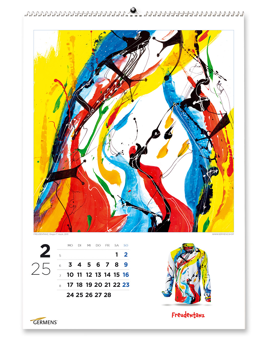 Calendario artístico de GERMENS - Febrero de 2025 - Camiseta de manga larga FREUDENTANZ