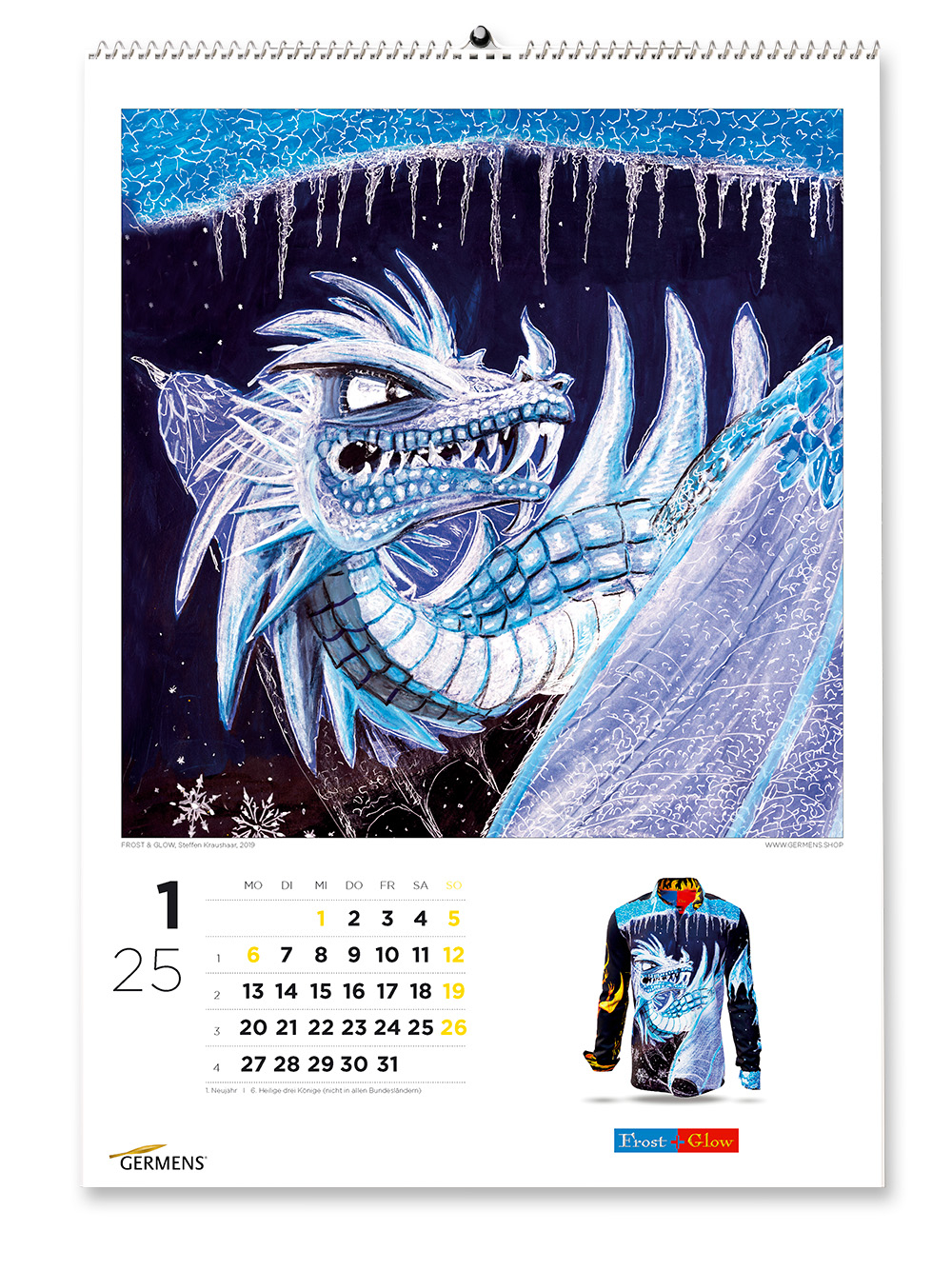Calendario artístico de GERMENS - Enero de 2022 - Camiseta de manga larga FROST & GLOW