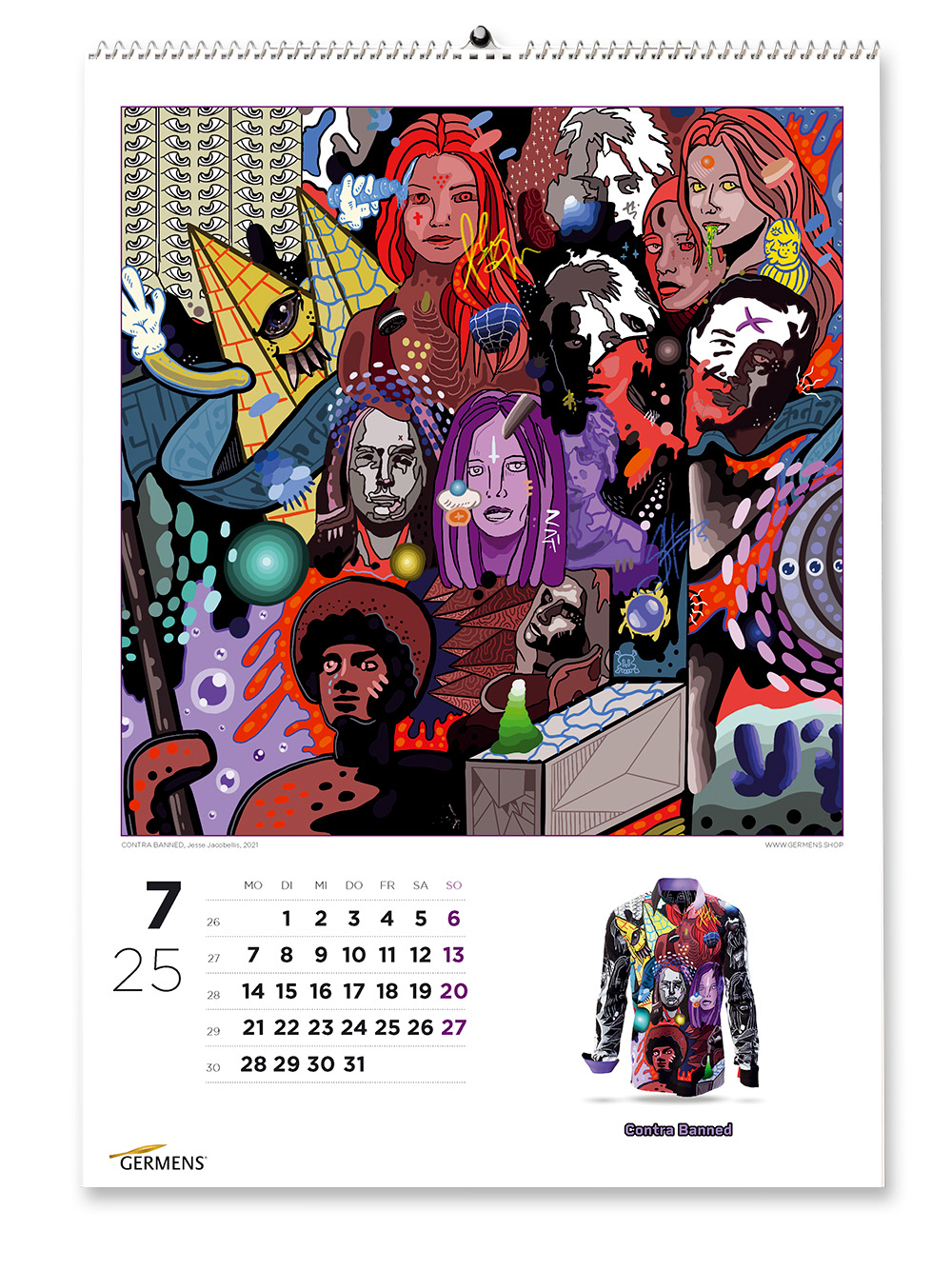 Calendario artístico de GERMENS - Julio de 2025 - Camiseta de manga larga CONTRA BANNED