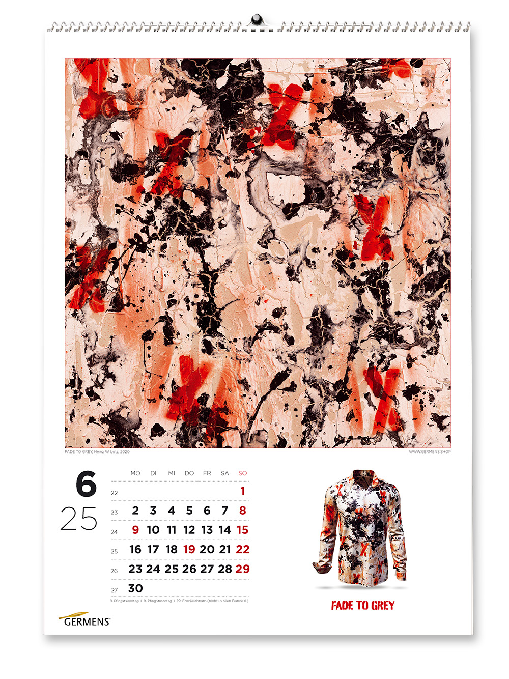 Calendario artístico de GERMENS - Junio de 2025 - Camiseta de manga larga FADE TO GREY