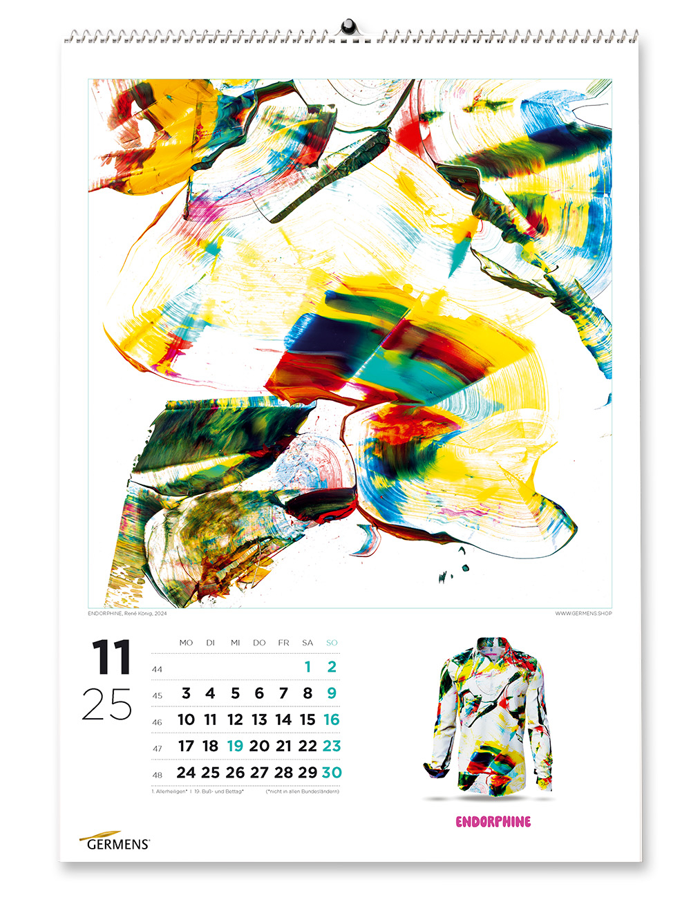 Calendario artístico de GERMENS - Noviembre de 2025 - Camiseta de manga larga ENDORPHINE