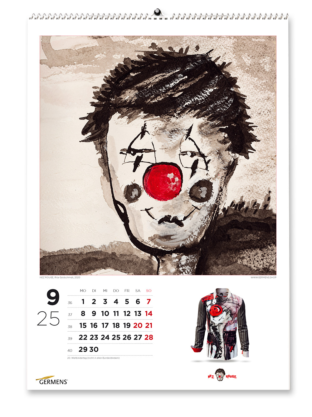 Calendario artístico de GERMENS - Septiembre de 2025 - Camiseta de manga larga NEZ ROUGE