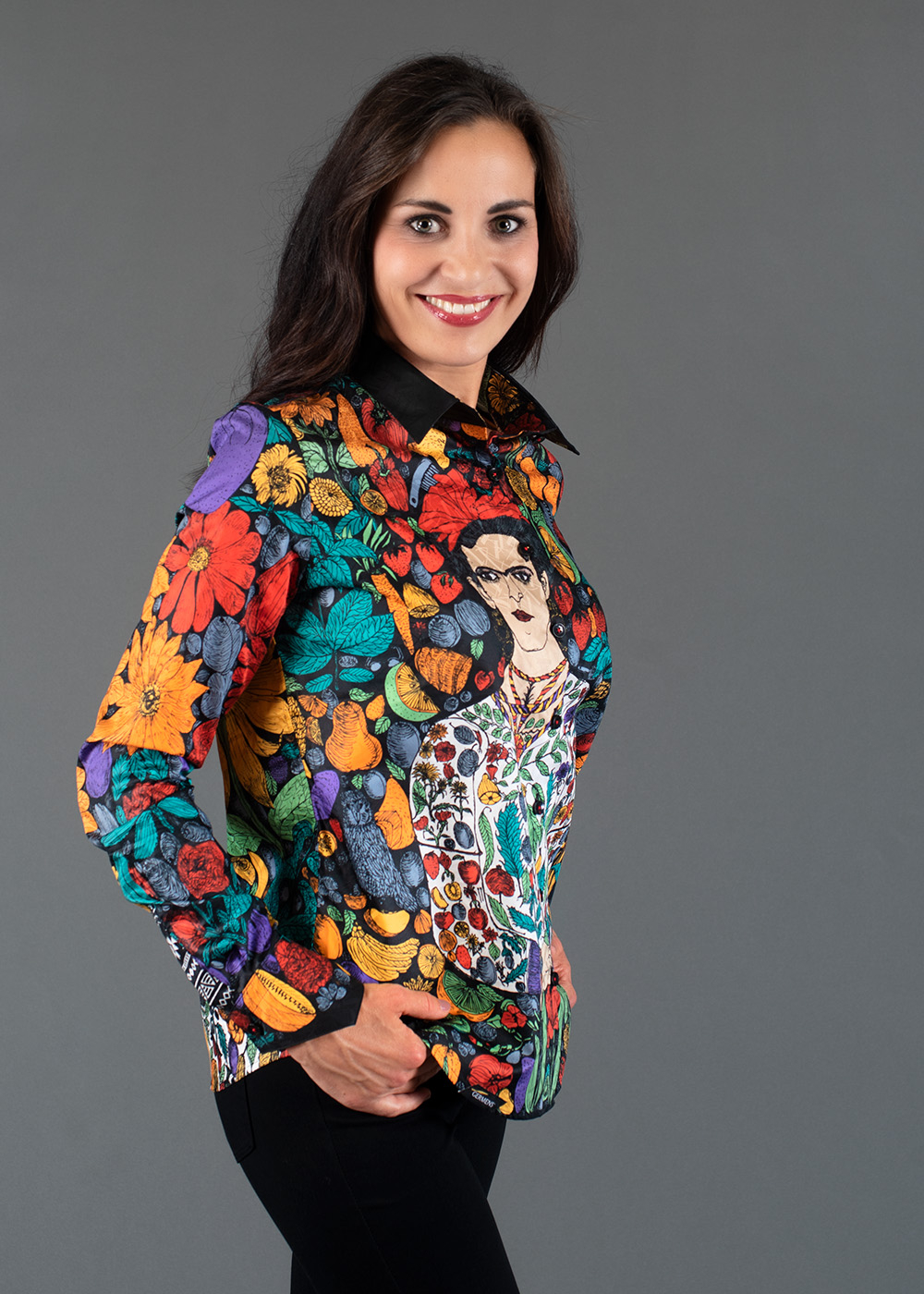 Blusa de mujer de manga larga «FLORES DE MÉXICO» de GERMENS artfashion