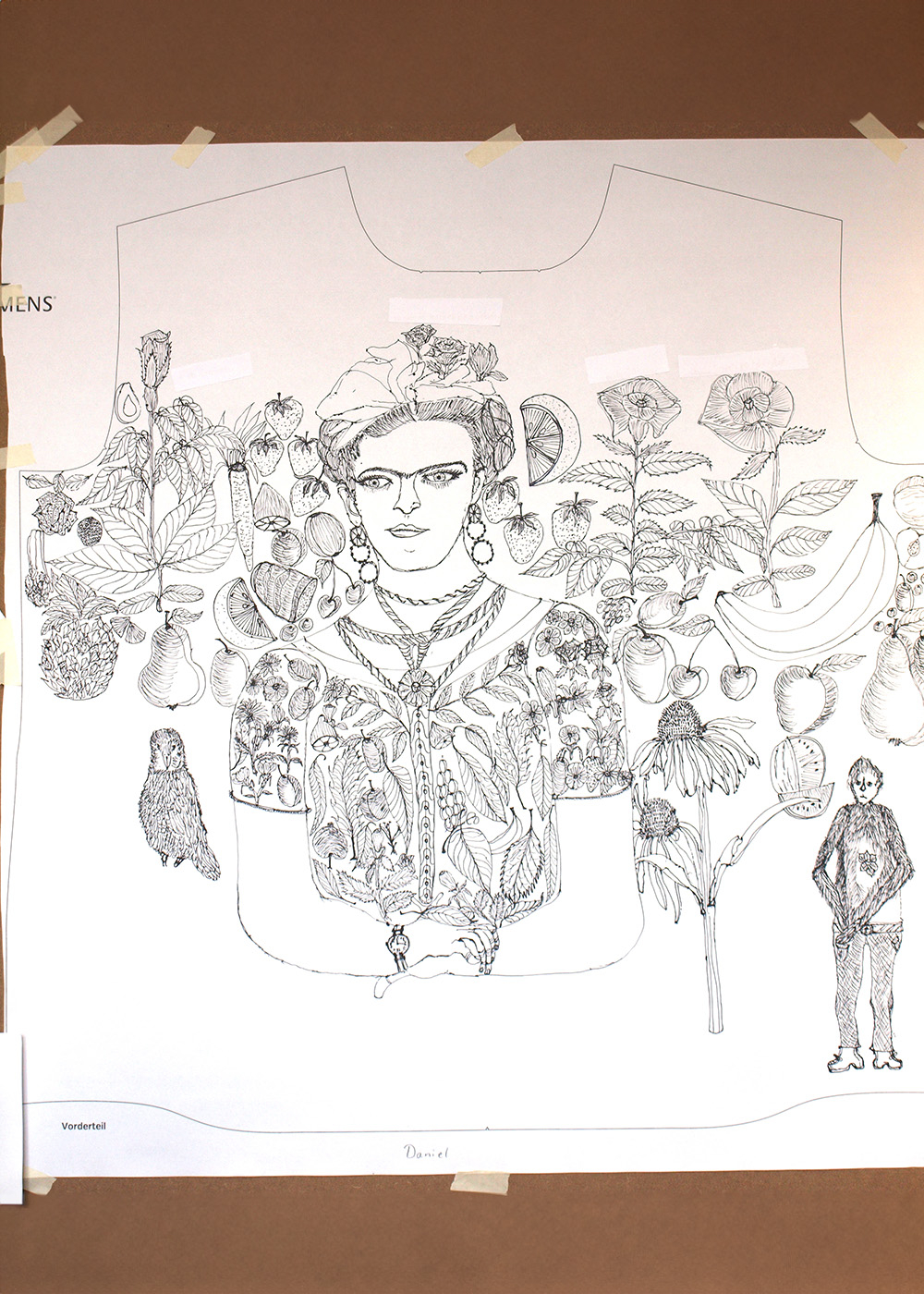 Dibujo del artista Daniel Schoa para la colección «FLORES DE MÉXICO», en exclusiva para GERMENS artfashion