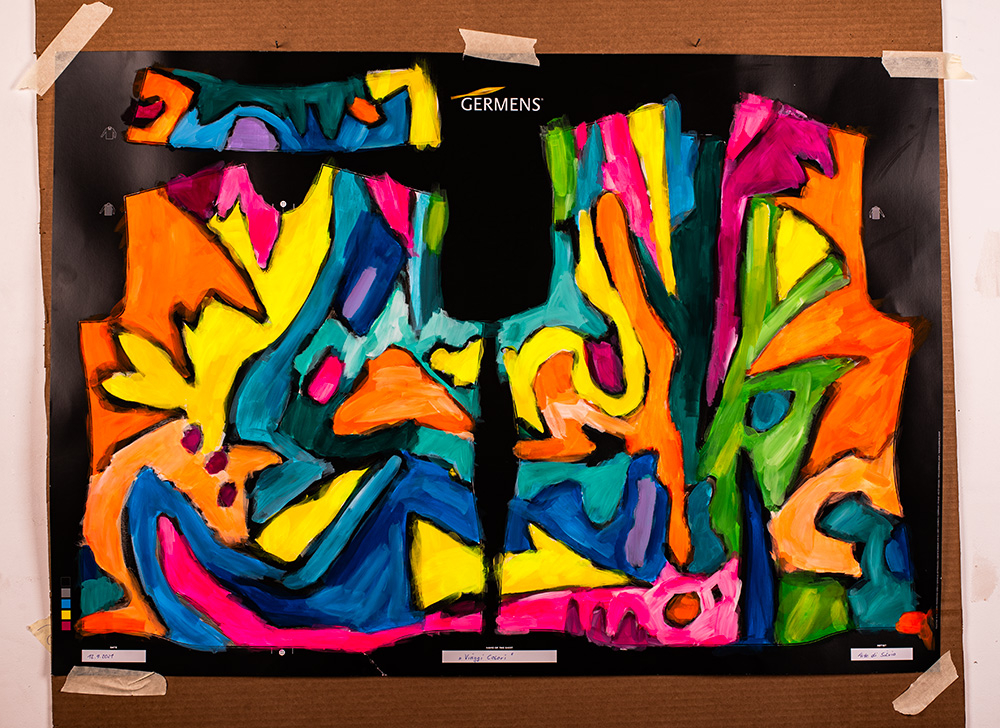 Diseño gráfico para la camisa VIAGGI COLORI de GERMENS, del artista Arte di Silvio