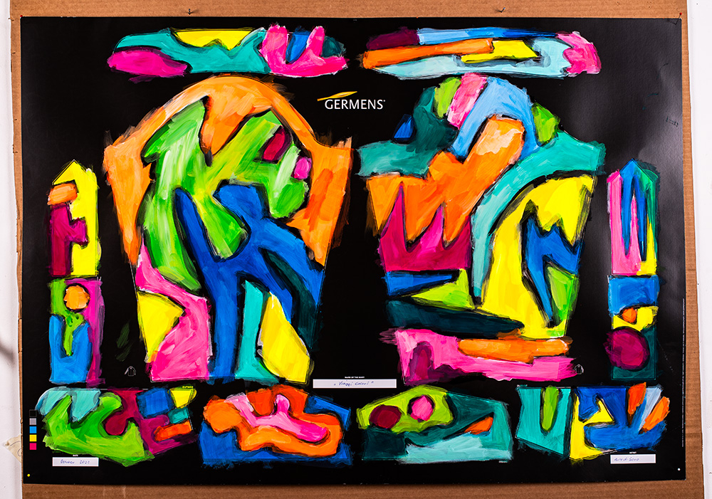 Diseño gráfico para la camisa VIAGGI COLORI de GERMENS, del artista Arte di Silvio