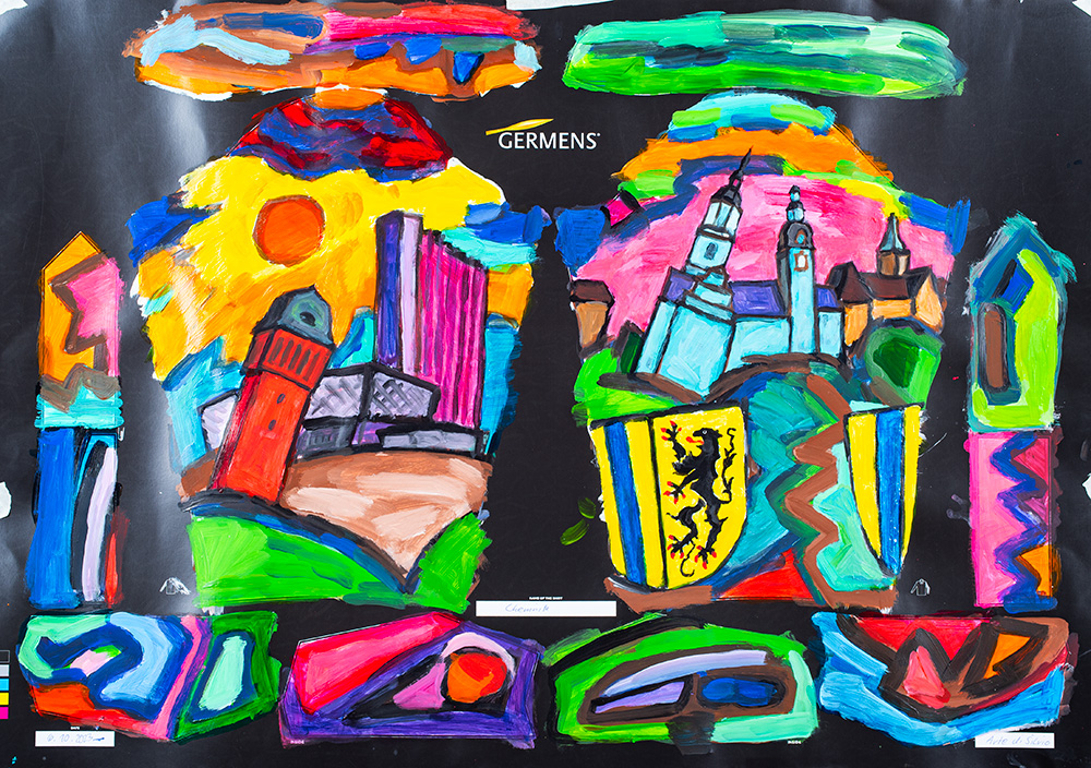 Diseño gráfico para la camiseta GERMENS «WELCOME CHEMNITZ 2025» del artista Arte di Silvio
