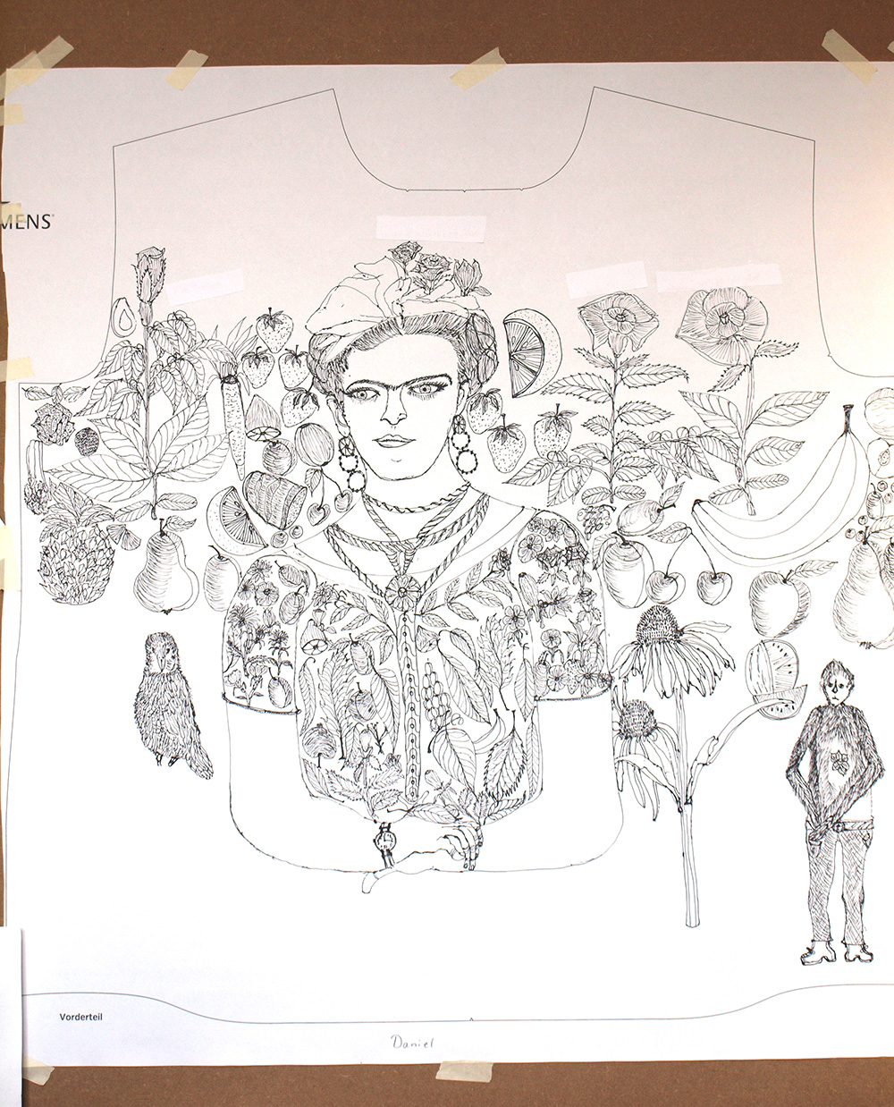 Diseño de Daniel Schoa, del Atelier blau de Worms, para la camisa BLUMEN MEXICOS de GERMENS