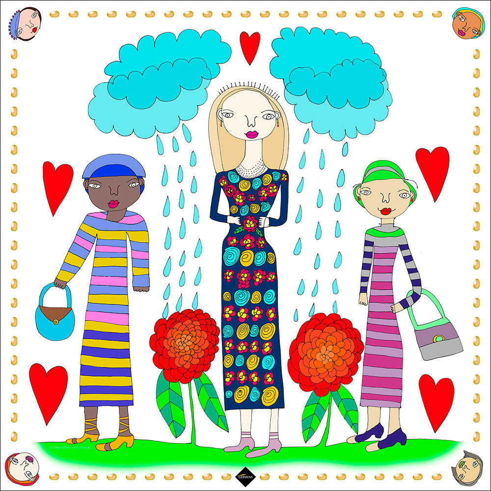 Pañuelo de seda para mujer «I ENJOY MY LIFE» de GERMENS artfashion, diseñado por Dietmar Grafe del Atelier Blau